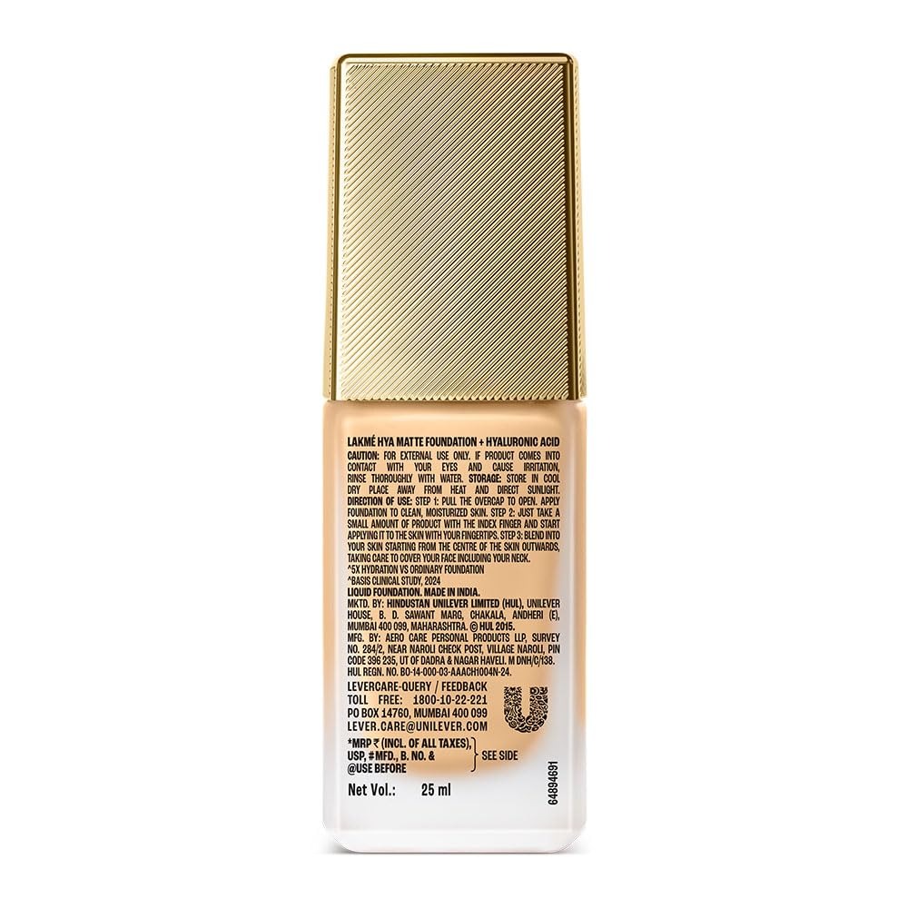 Lakme 9to5 Hya Matte Foundation + Hyaluronic Acid Warm Caramel - 25ml - Image 4